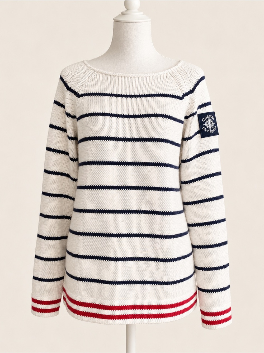 Coastal Navigation • NWOT Cotton Nautical/Coastal Striped Sweater • Sz L